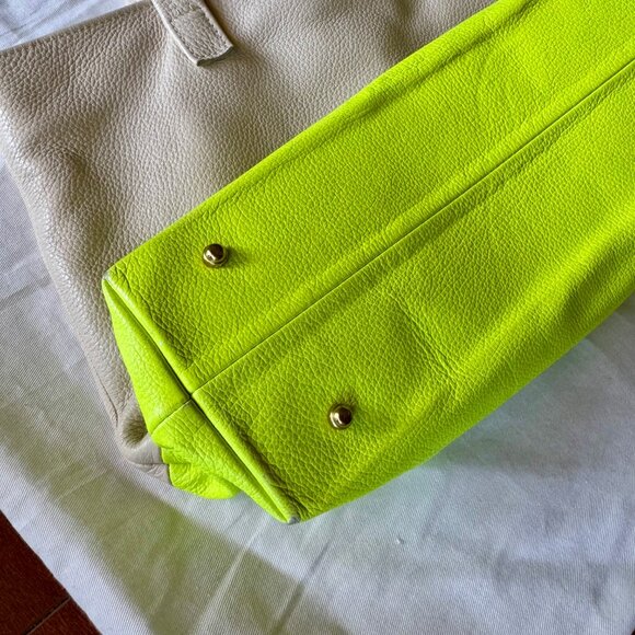 FRESHLY PICKED Original Leather Carryall Bag - Tan & Neon Yellow - Picture 10 of 16